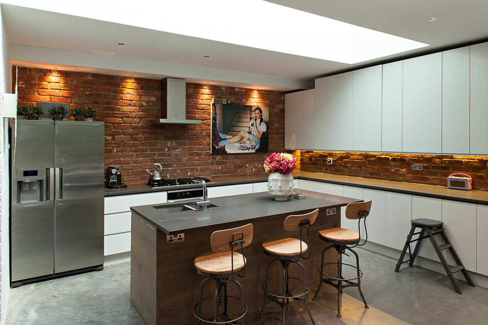 brick wall in the kitchen